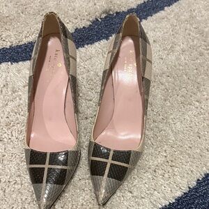 Kate Spade Plaid Black and Gray Heels